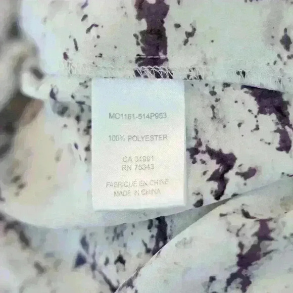 Saint Tropez West White & Purple Marbled Long Sleeve Button Up Blouse Size Small - Picture 8 of 8